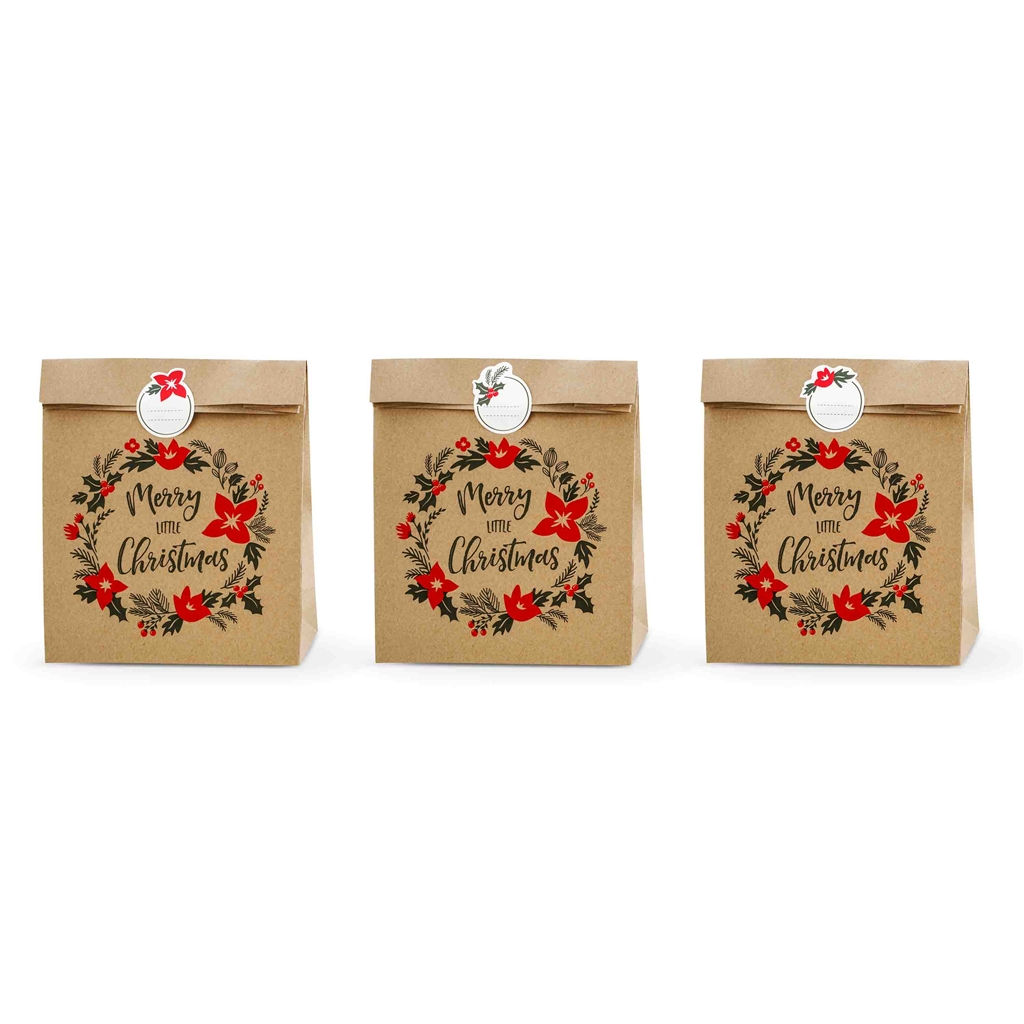 Natural Merry Christmas gift bags