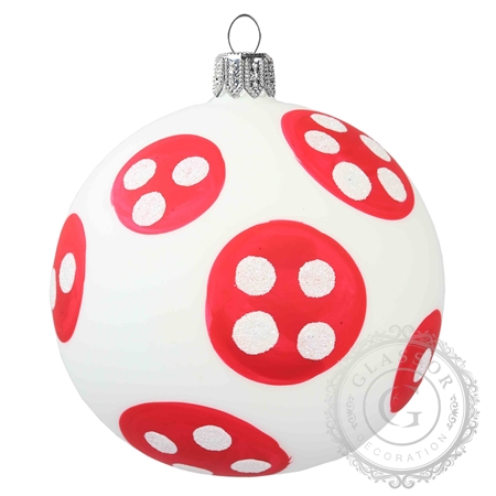 White matt ball with red polka dots