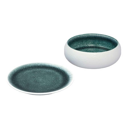 Serving set: turquoise bowl and saucer