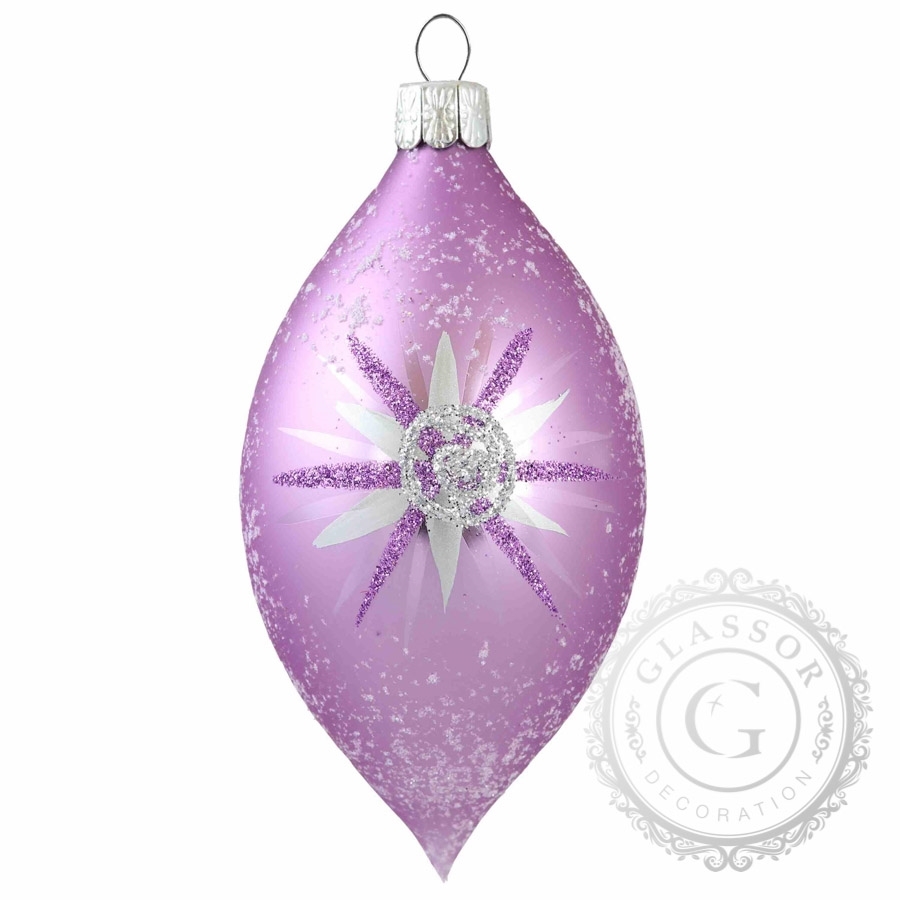 Glass purple olive with flower
