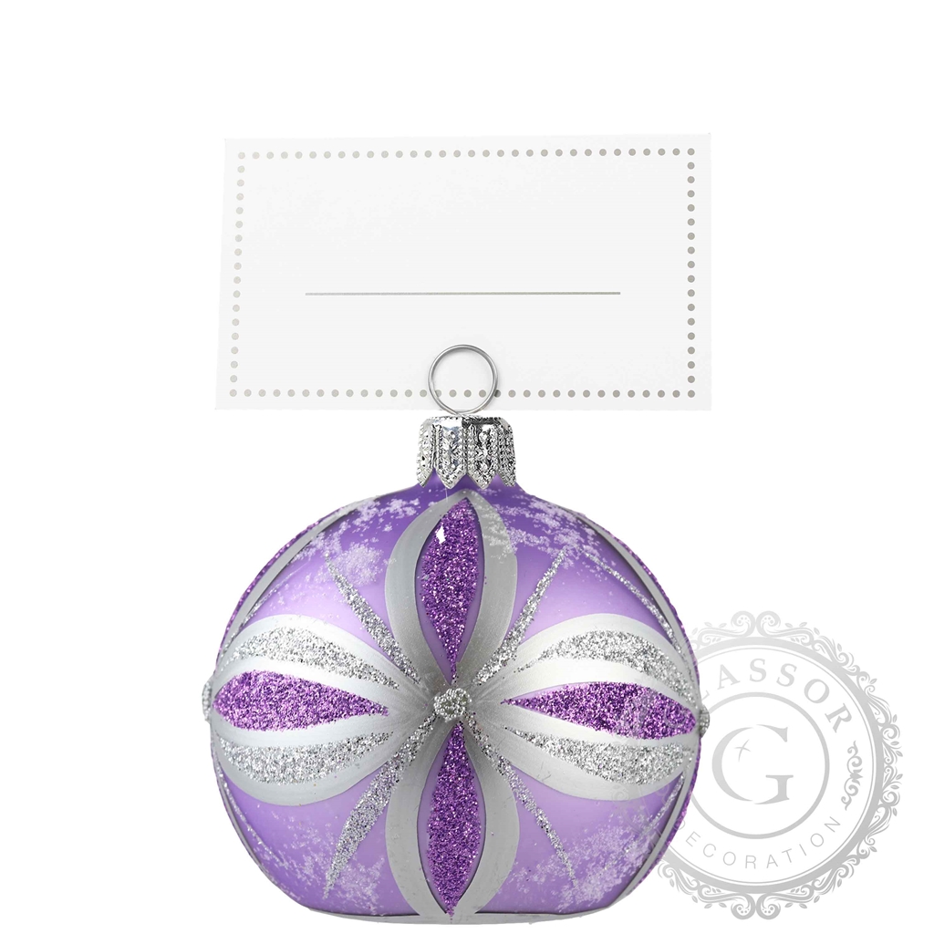 Glass seating card holder purple