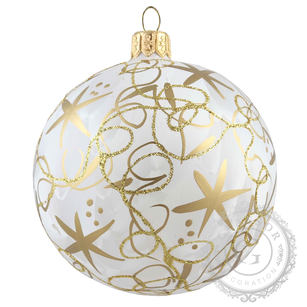 White ice-effect ball with golden décor