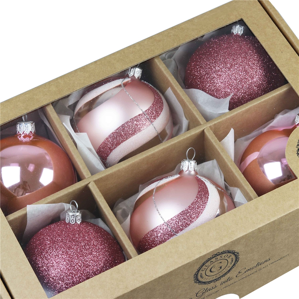Set of Christmas balls Cotton candy pink