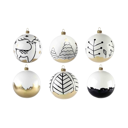 Set of painted glass ornaments Golden story