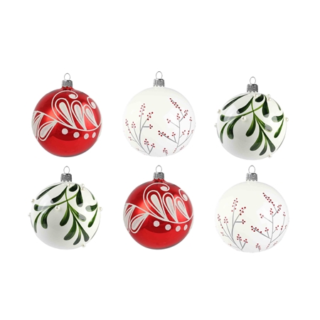 Set of glass hand-painted ornaments in modern colors Magic Christmas