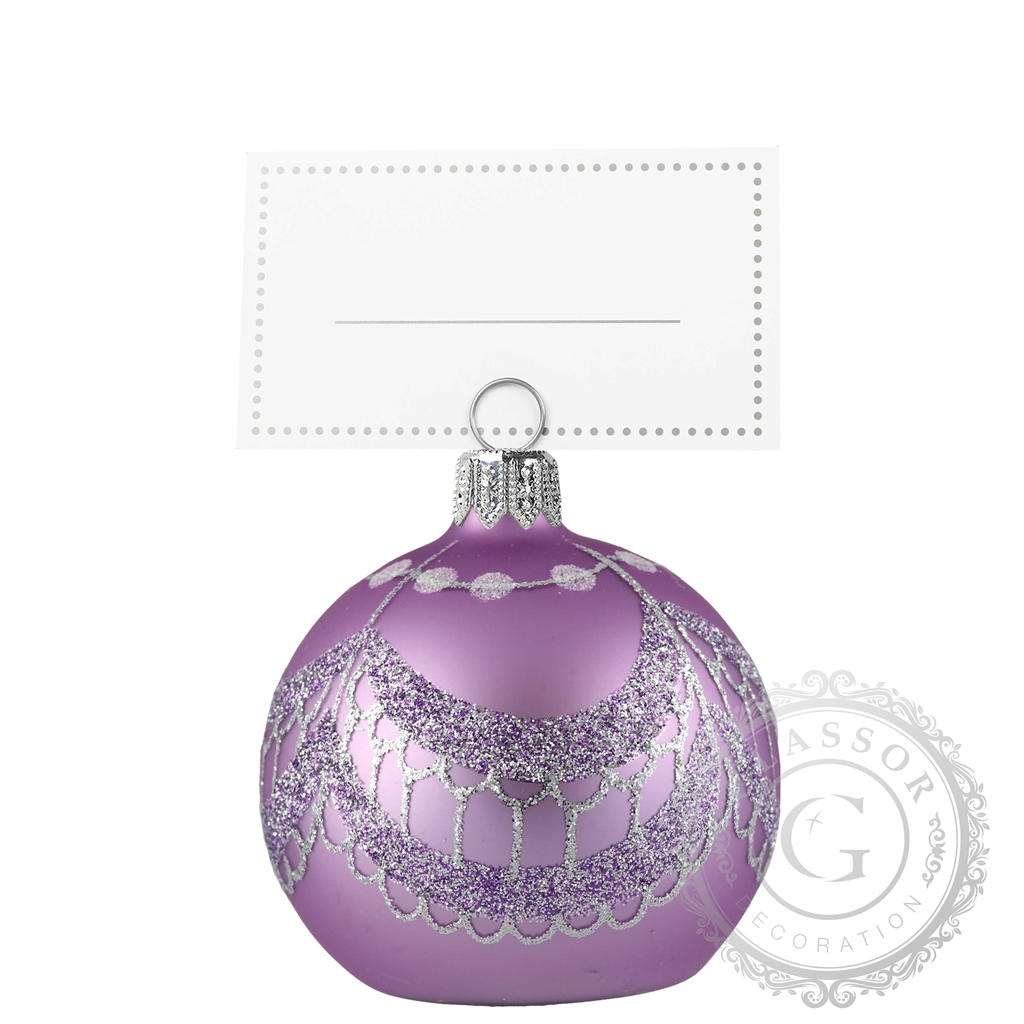 Glass seating card holder purple