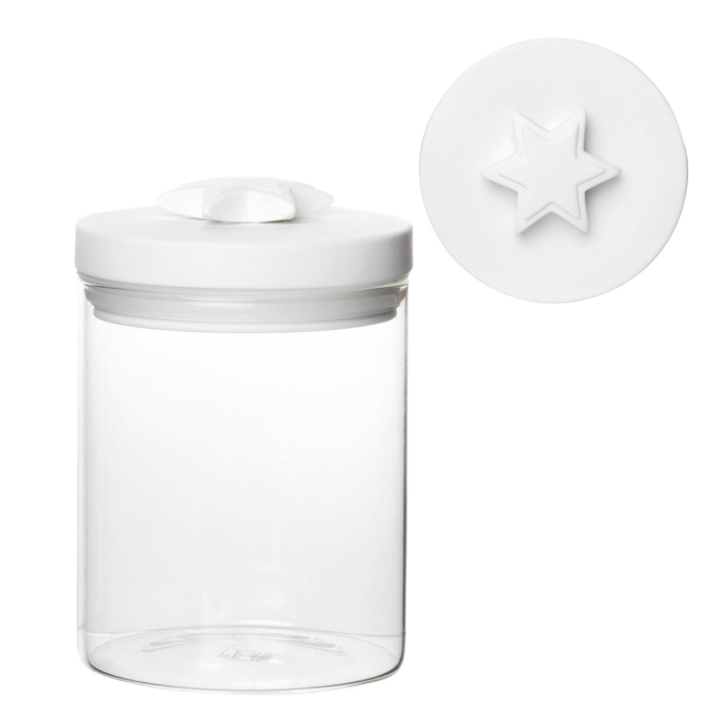 Glass jar with a star