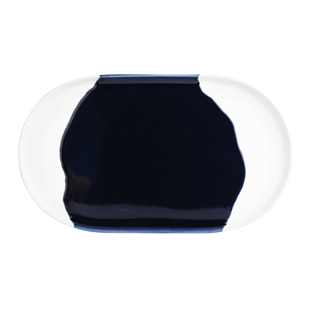 Porcelain tray with dark blue glaze