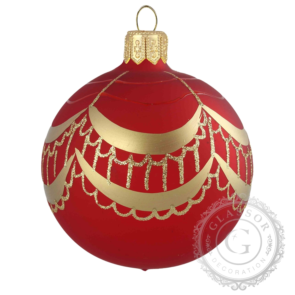 Red Matte Glass Ball Christmas Ornaments, Decor 7 cm