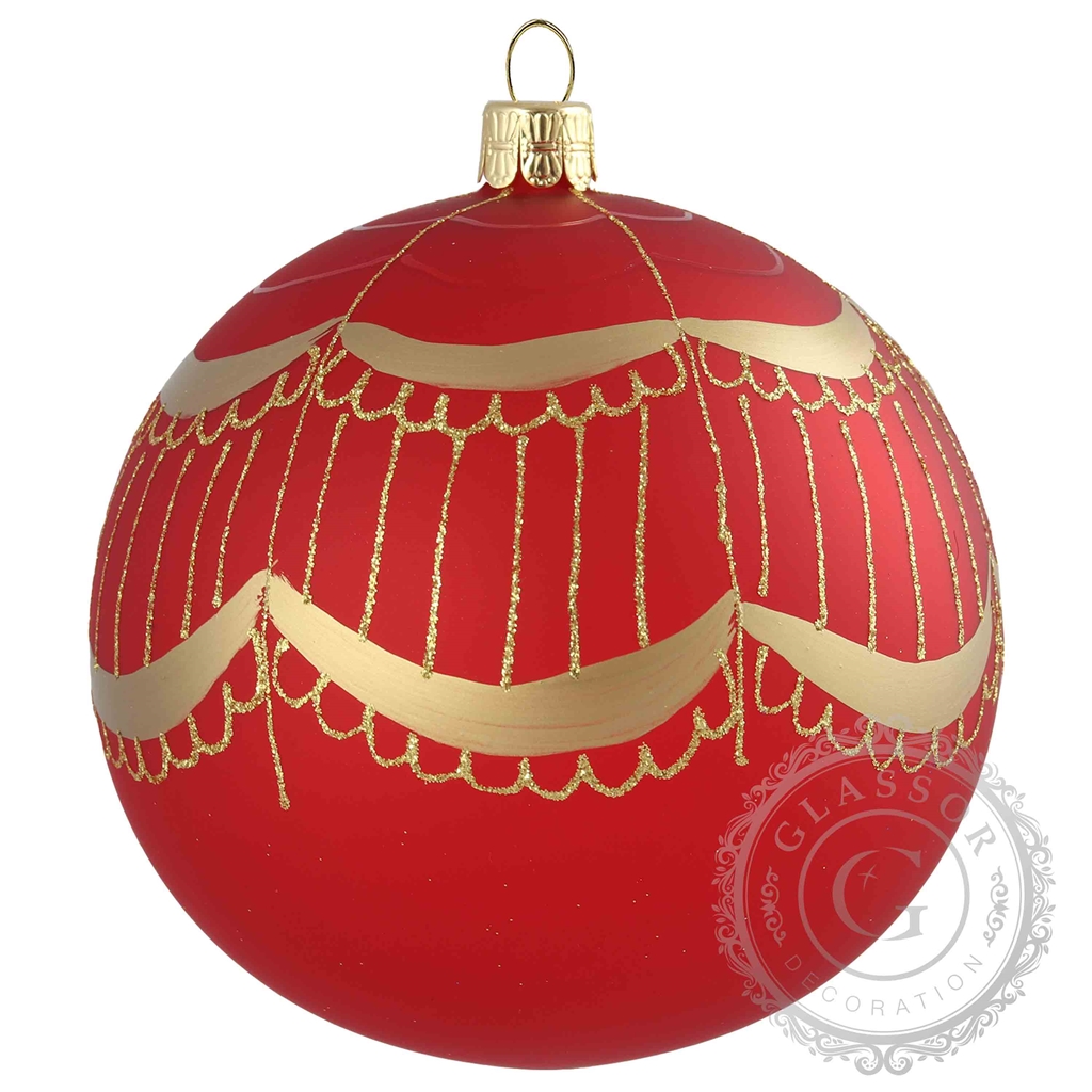 Christmas red ball with gold veil décor