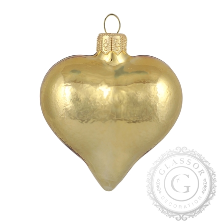 Christmas ornament gold heart glossy