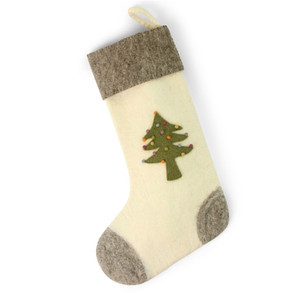 Christmas felt stocking with a tree