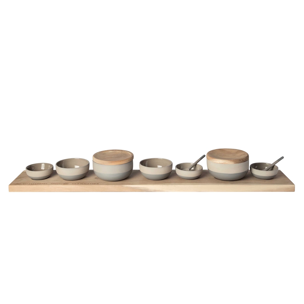 Set of bowls on a tapas board
