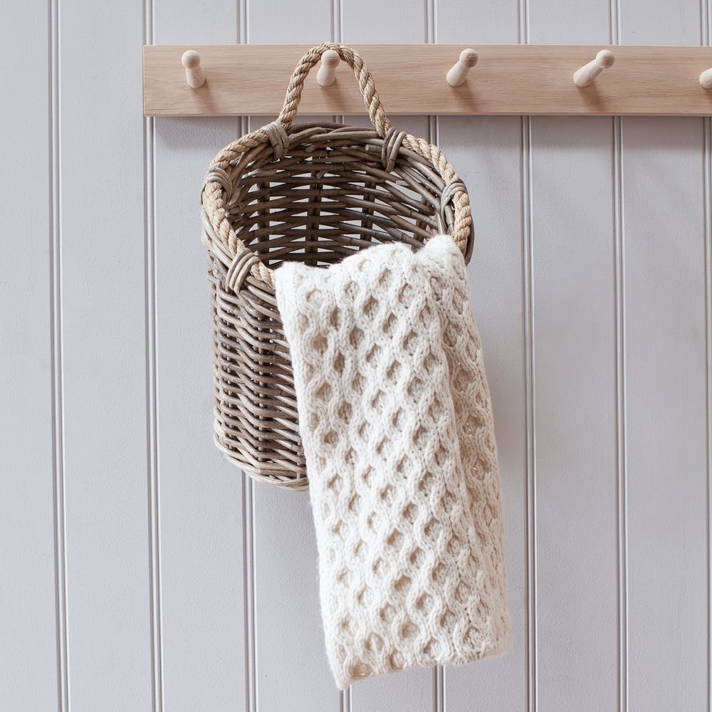 Hanging wicker basket