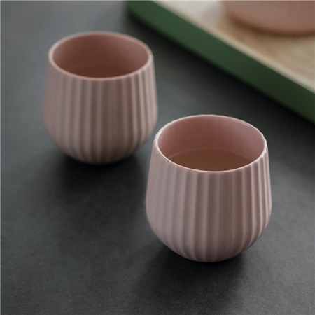 Pink ceramic glasses set of 2 pcs