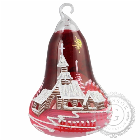 Glass bell-shaped candleholder dark red