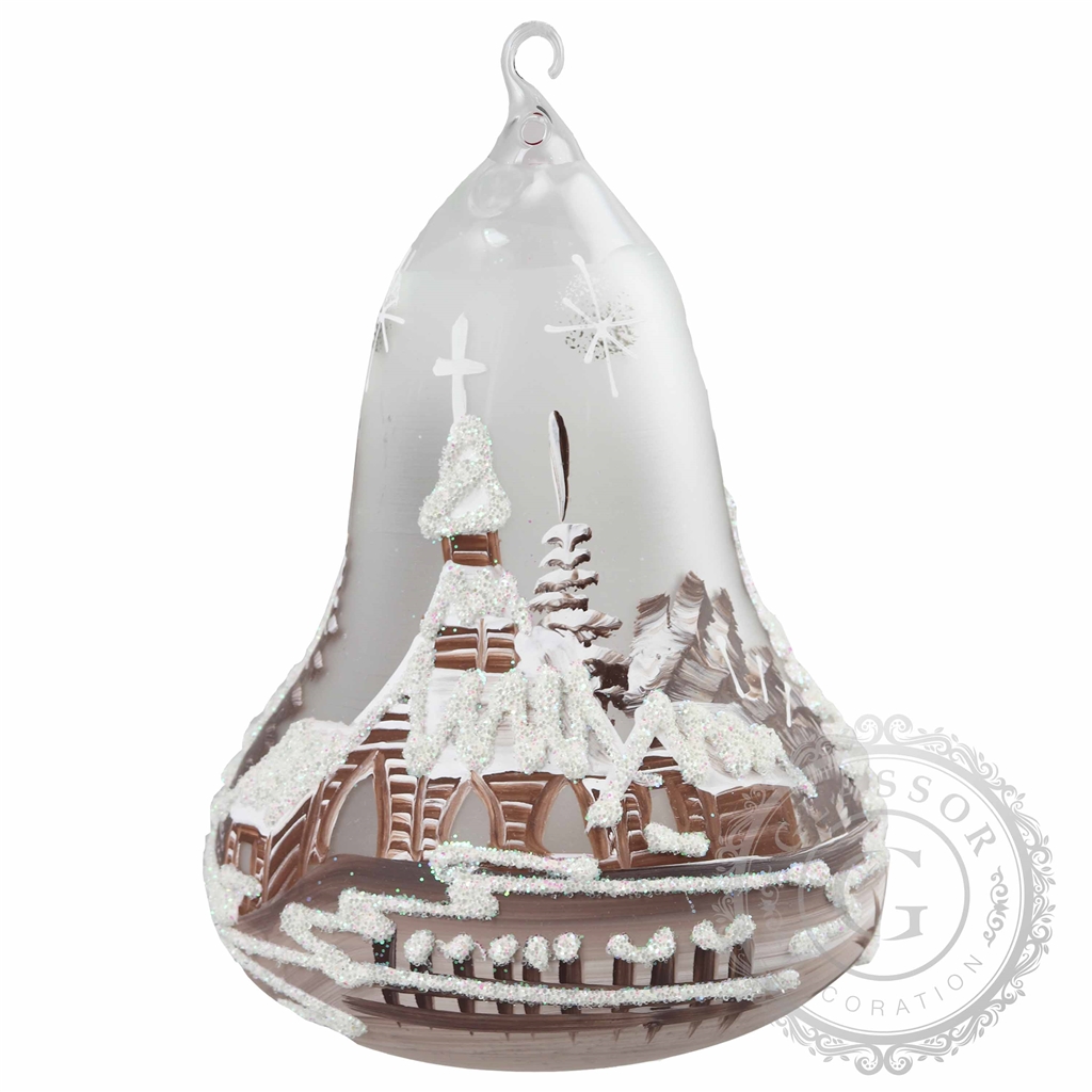 Glass bell-shaped candleholder brown