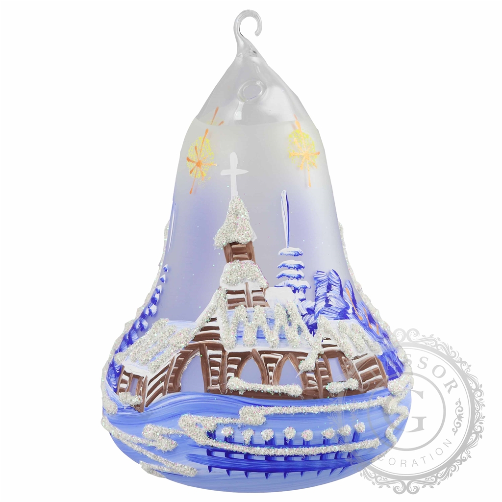 Glass bell-shaped candleholder violet
