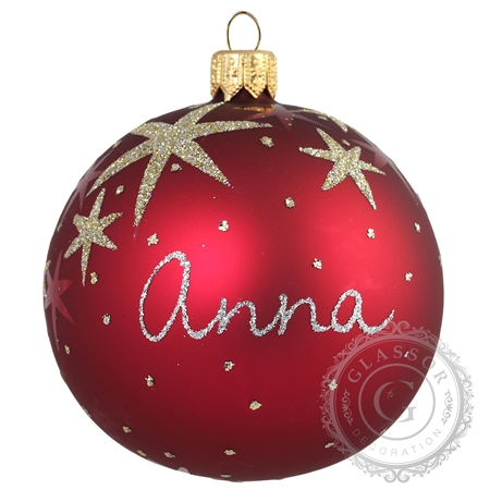 Christmas tree ball with name wine red