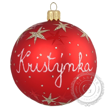 Christmas tree ball with name red