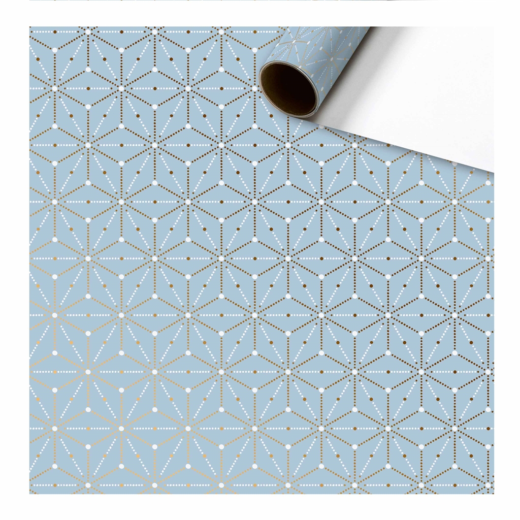 Light blue wrapping paper geometric snowflakes