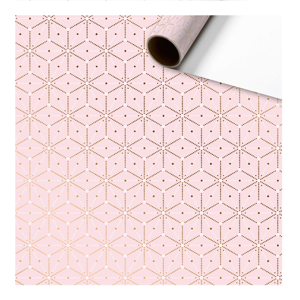 Candy pink wrapping paper geometric snowflakes