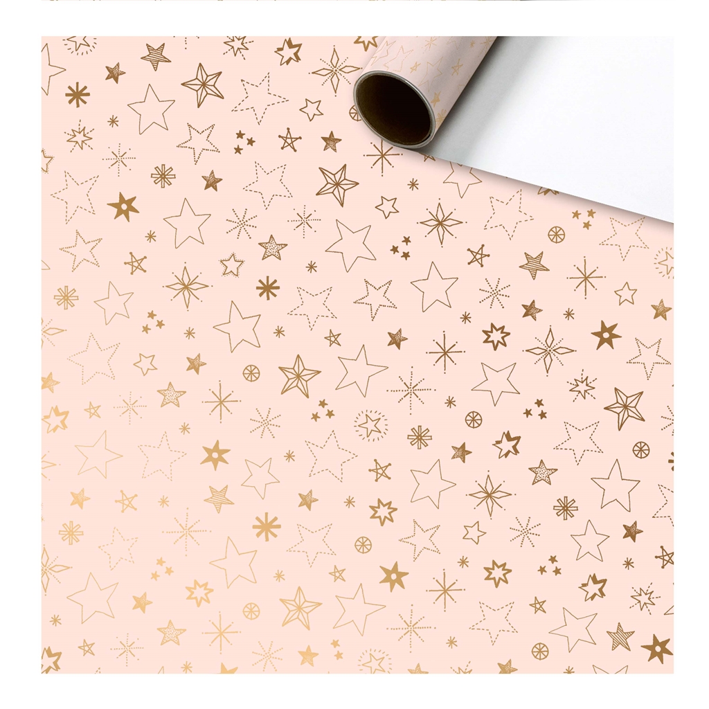 Pastel pink wrapping paper with stars