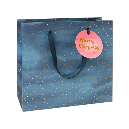 Blue gift bag with starry sky