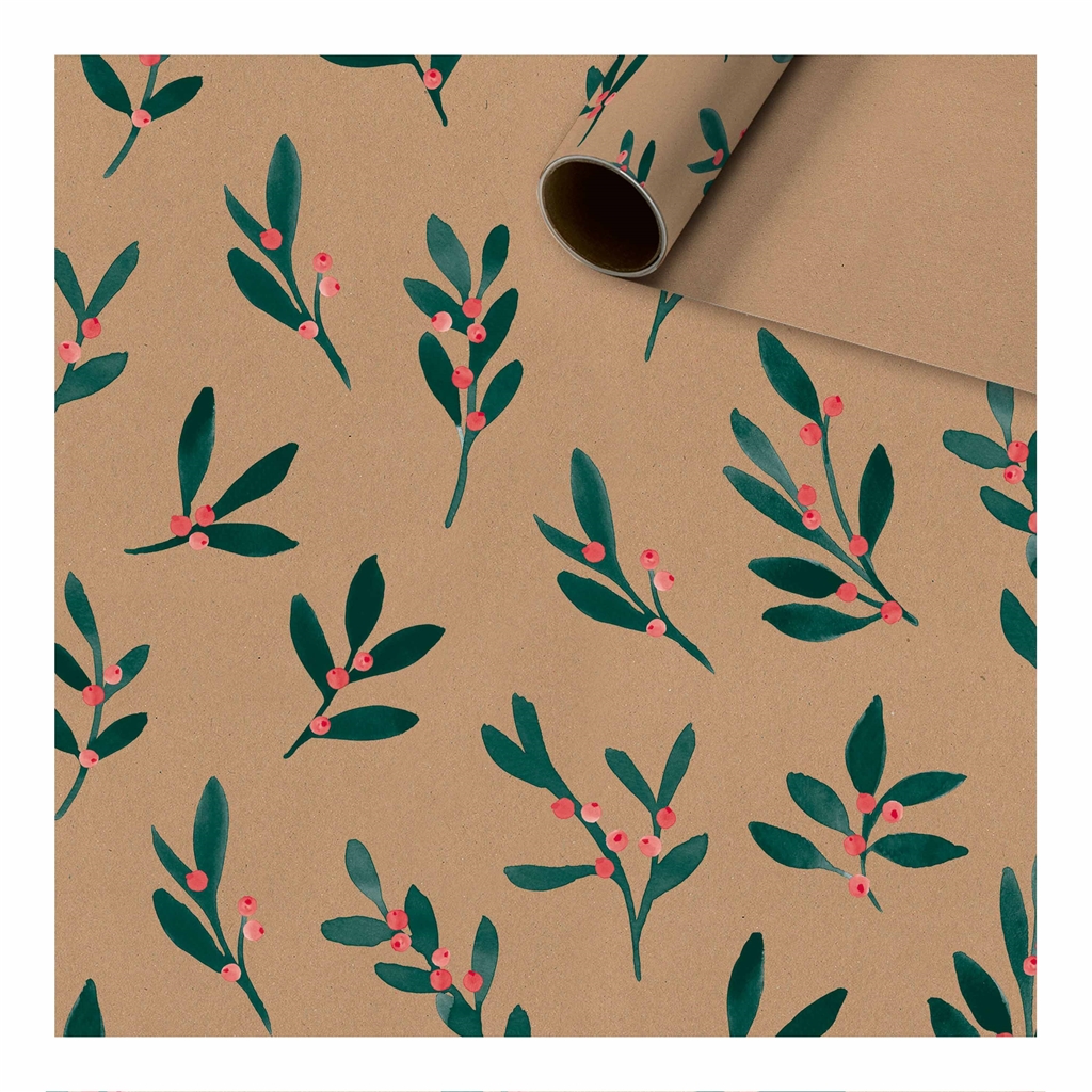 Gift paper natural color mistletoe decor