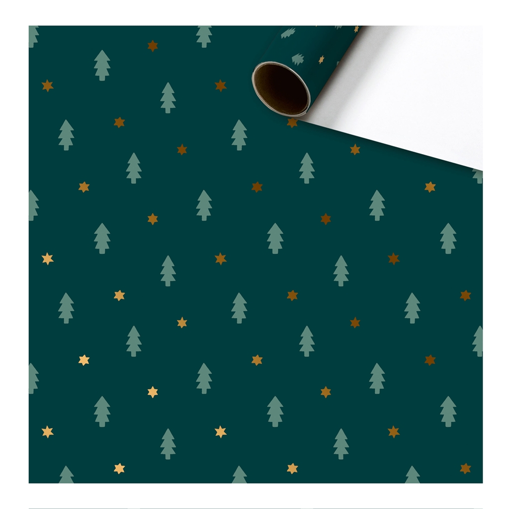 Gift paper with trees and stars