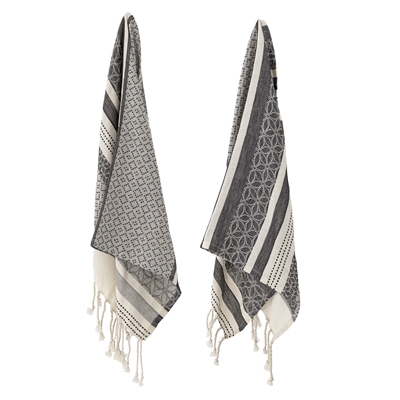 Set of gray-white kitchen towels