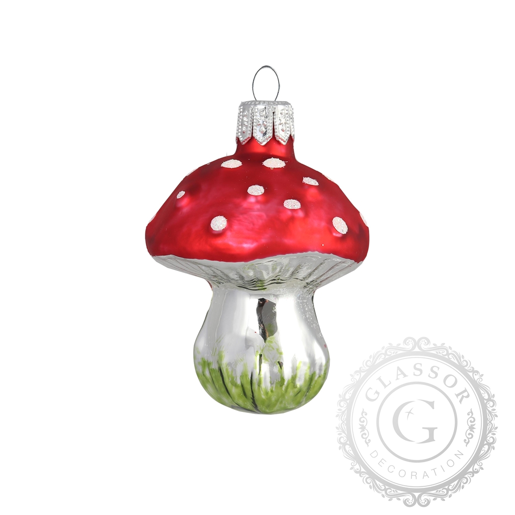 Glass tiny mushroom ornament