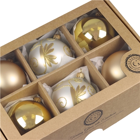 Set of Christmas balls light gold