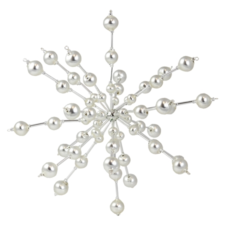 Silver star made of blown round beads