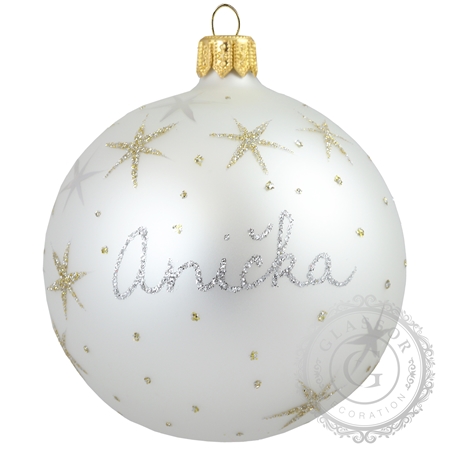 Christmas tree ball with name white