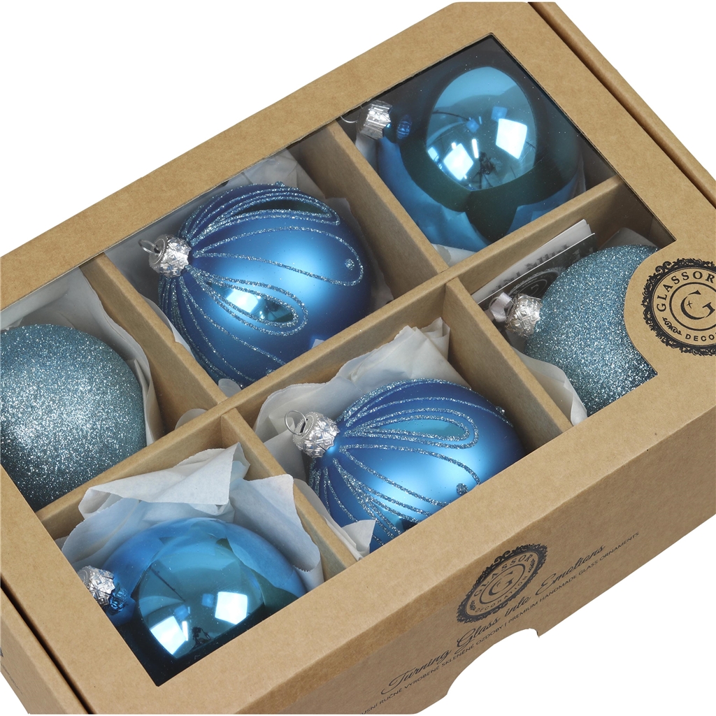 Set of blue Christmas baubles
