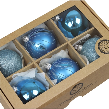 Set of blue Christmas baubles