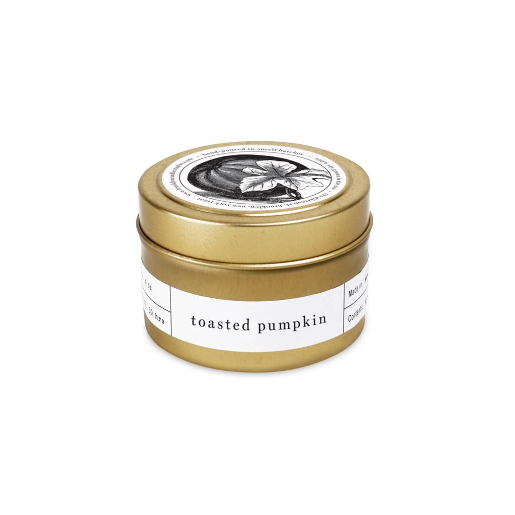 Scented golden tin candle Toasted Pumpkin