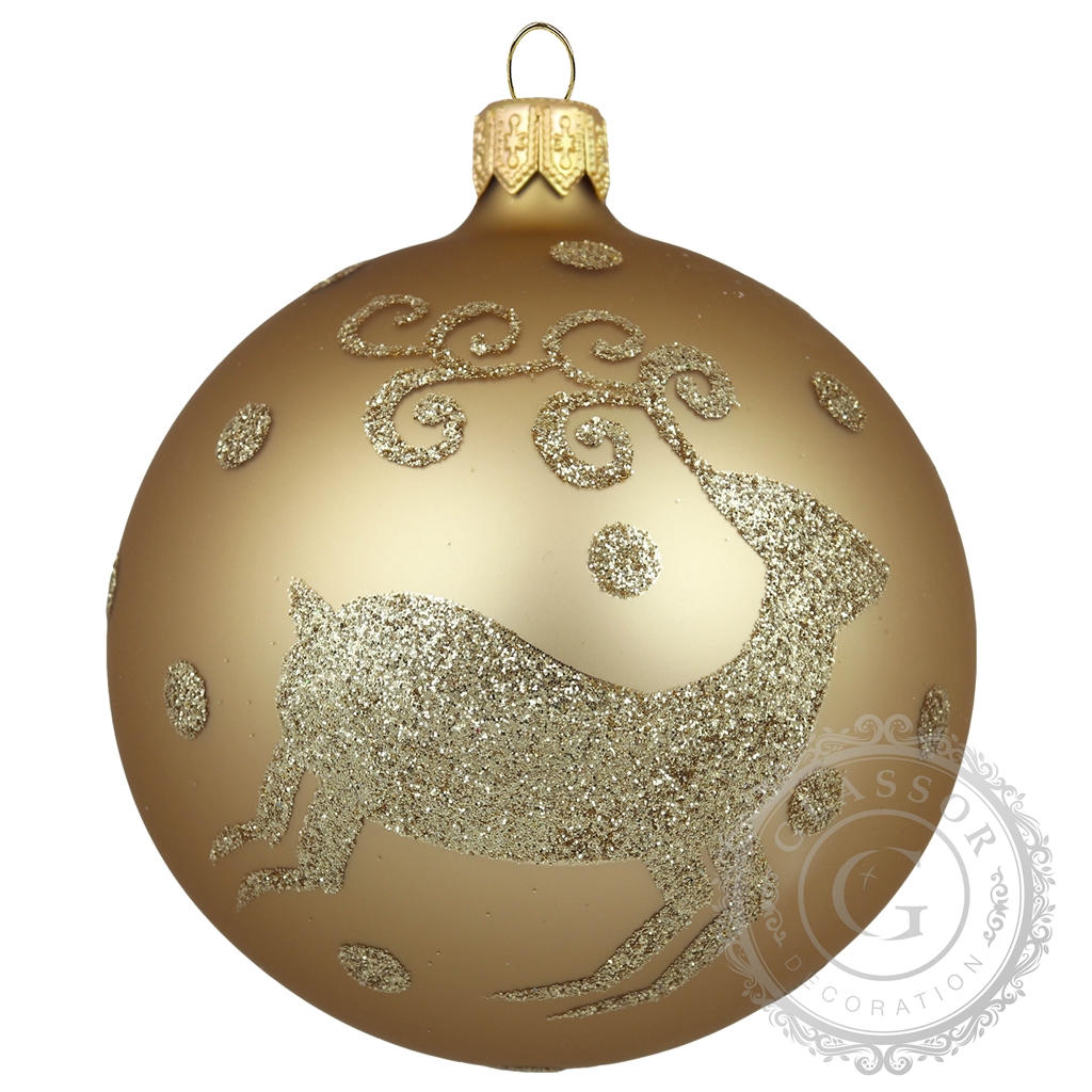 Gold bauble matt with reindeer décor