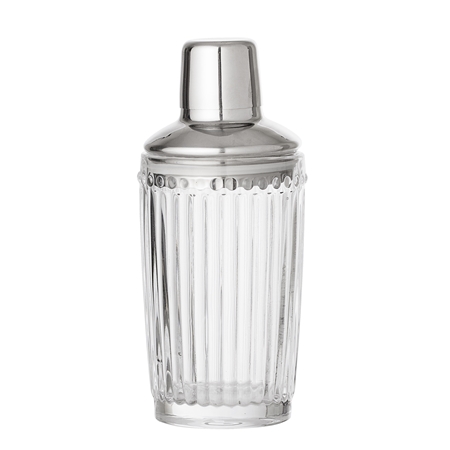 Glass cocktail shaker silver