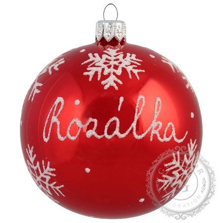 Christmas ball with a name red with snowflakes
