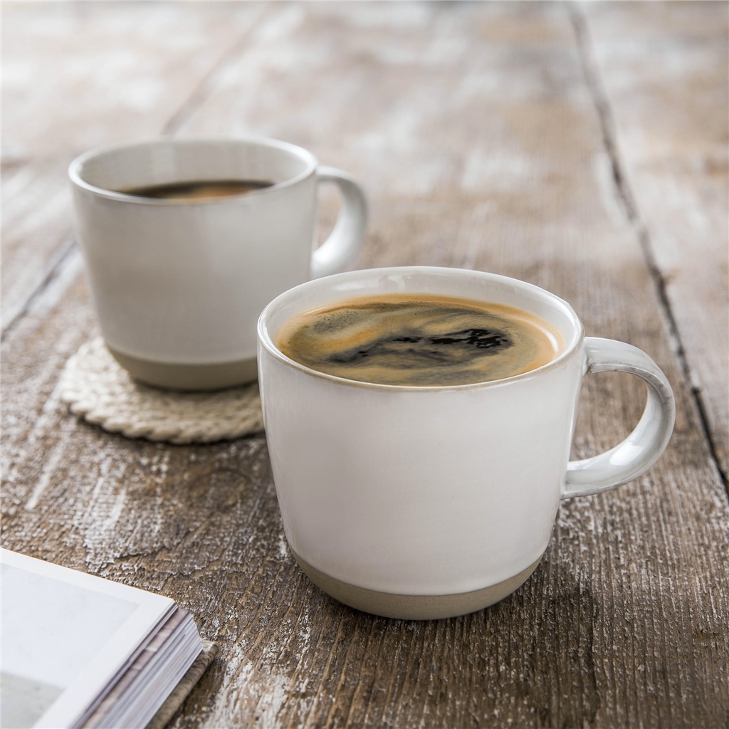 Set of 2 white earthenware mugs