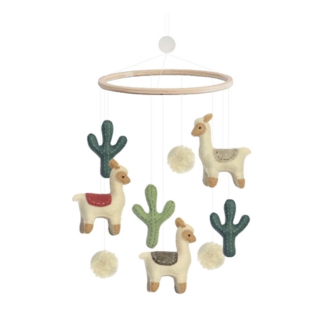 Baby crib mobile Alpacas with cacti