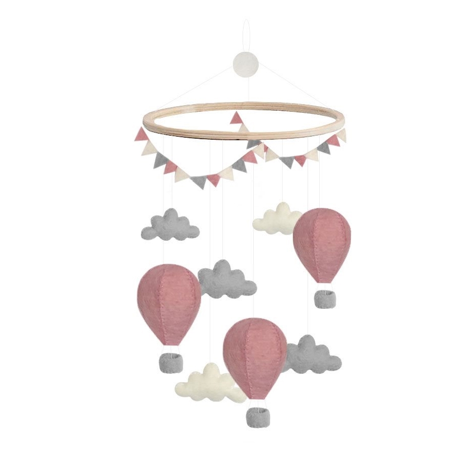 Baby crib mobile pastel air balloons