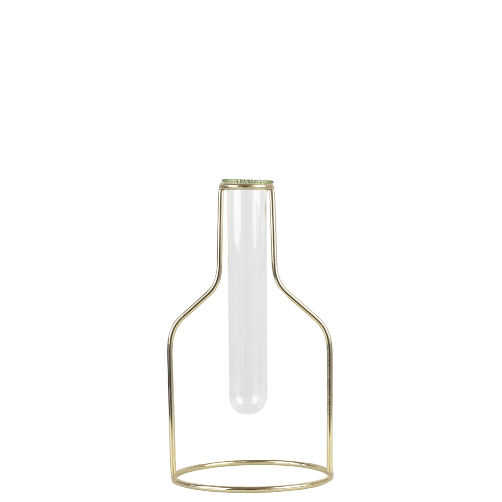 Design vase - test tube with golden stand size S