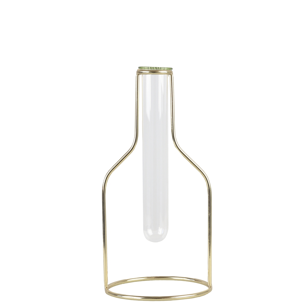 Design vase - test tube with golden stand size M