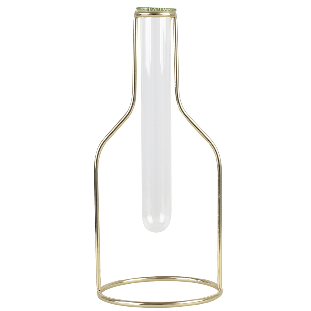 Design vase - test tube with golden stand size XL