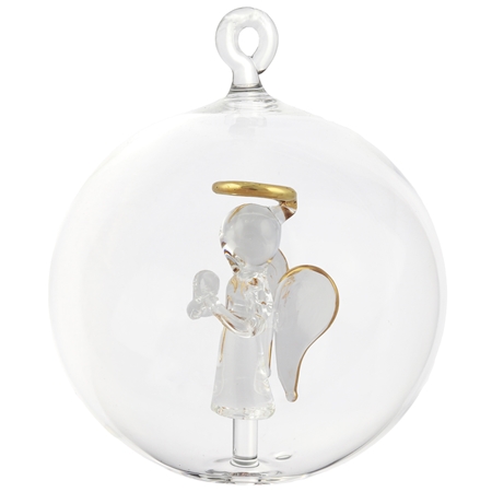 Glass ball with gilded angel figurine