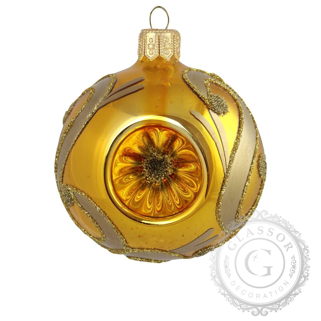 Glass ball ornaments - Ball with reflectors in gold lack