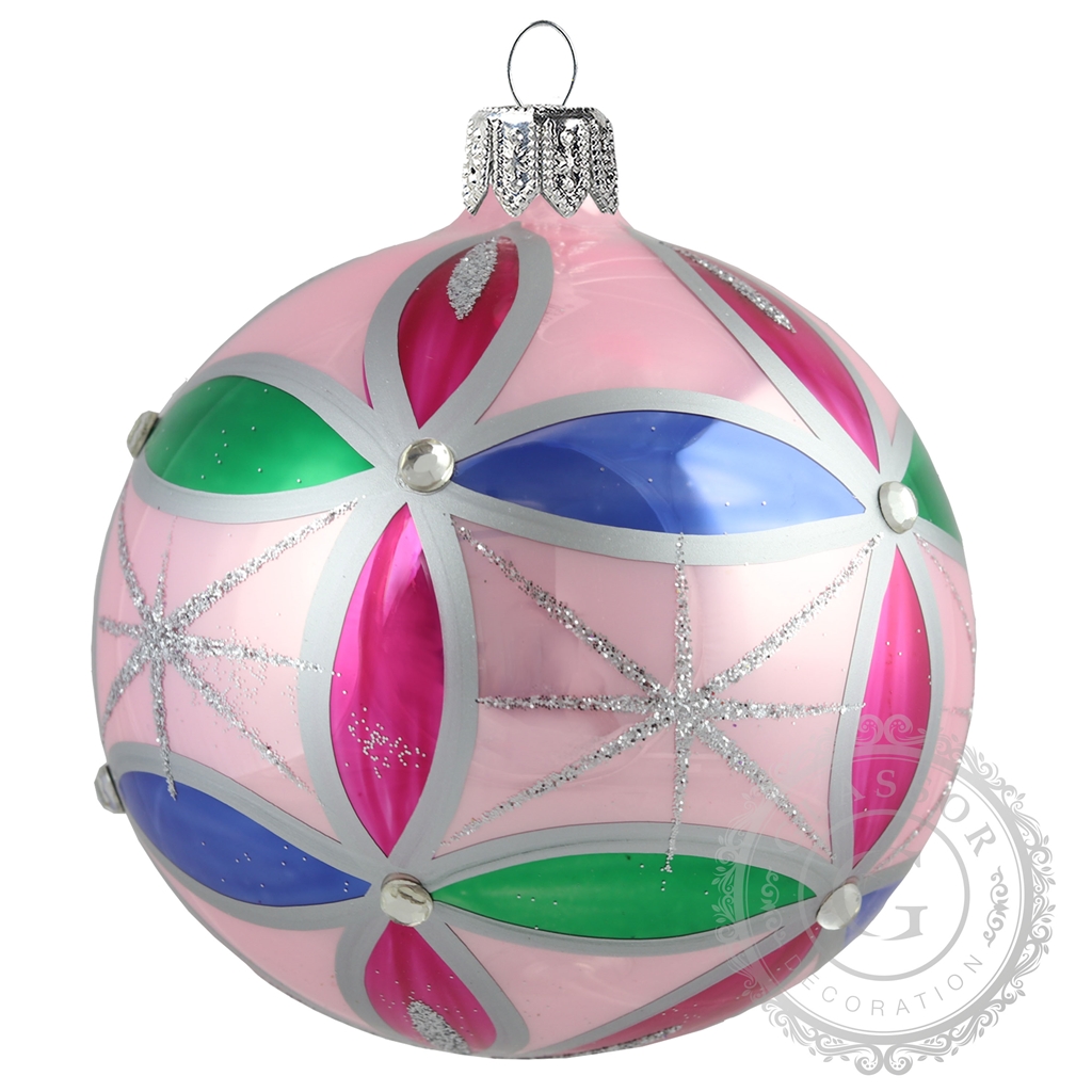 Bauble pink with colorful leaves